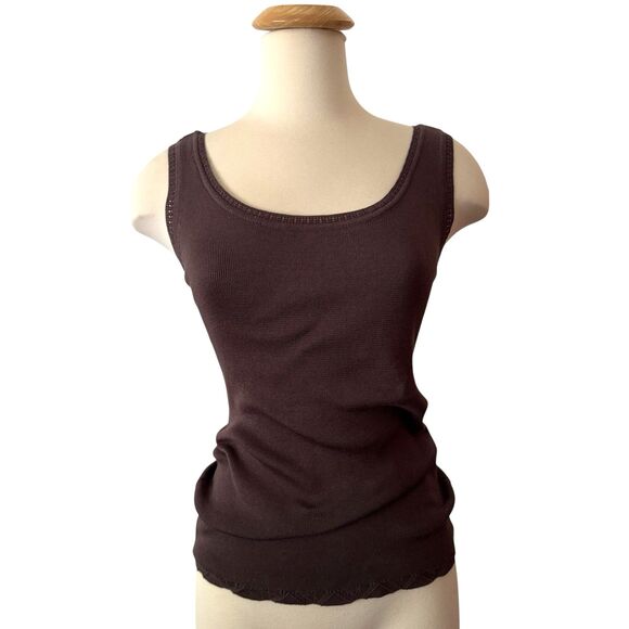 Peruvian Connection Brown 100% Pima Cotton Knitted Tank Top - Women's X Small - Picture 1 of 13